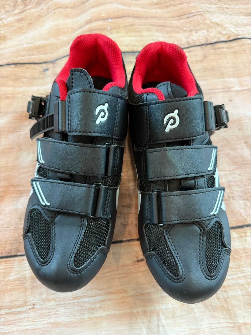 Peloton Cycling Shoes with Cleats Size 38 / Women's 7 Black Red White- Excellent